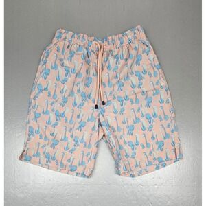 Peter Millar Swim Trunks‎ Mens Sm. Pink Flamingo Print Lined Board Shorts Beach